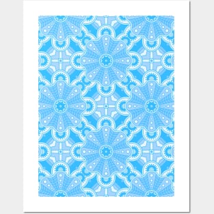 Ornamental floral mandala blue #4 Posters and Art